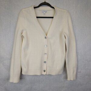 The Drop Francine Cardigan Women's L Knit Button Front Whisper White Fuzzy Cozy